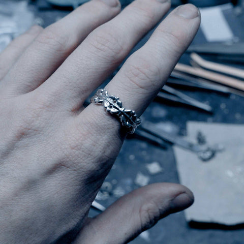 Hand-finished polished solid 925 Sterling Silver ring model BASTION by frantic studio