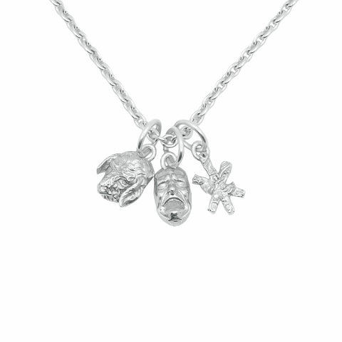 Hand-finished polished solid 925 Sterling Silver necklace model CERBERAL with a complex organic design by frantic studio