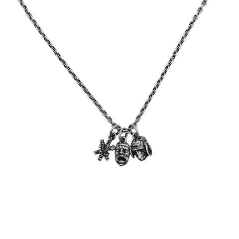 Hand-finished oxidized solid 925 Sterling Silver necklace model CERBERAL with a dark raw texture by frantic studio