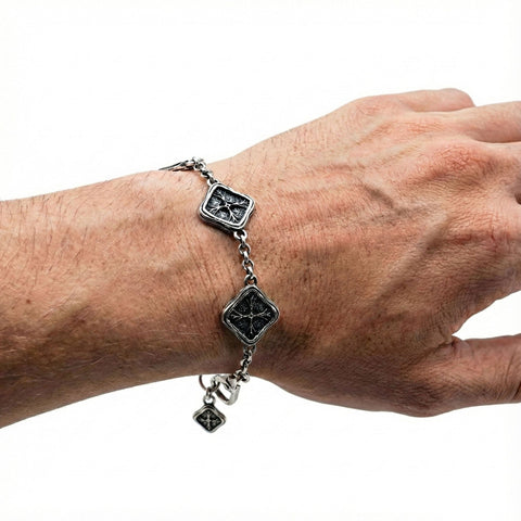 Hand-finished oxidized 925 Sterling Silver bracelet EMBERLOCK with a refined dark finish by frantic studio