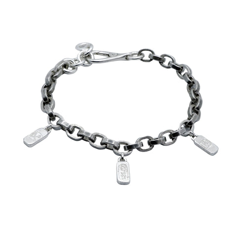 HALLMARK charm bracelet in matt 925 sterling silver with polished charm details