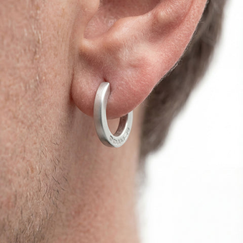 HALLMARK earrings 13mm in matt 925 Sterling Silver with hallmark stamp design by frantic studio
