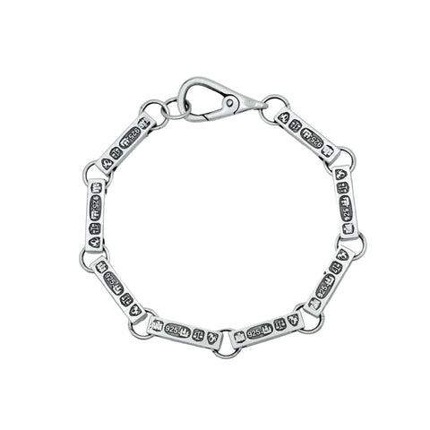 HALLMARK FUNDAMENTAL bracelet in matt 925 Sterling Silver with industrial design and hallmarks by frantic studio