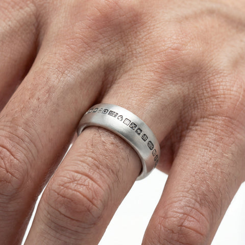 HALLMARK MAKERS ring in matt 925 Sterling Silver with maker's mark design by frantic studio