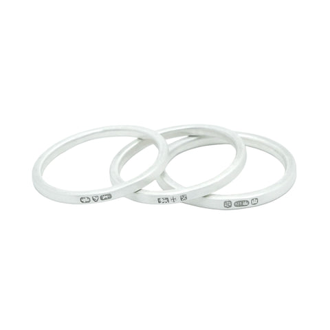 HALLMARK rings in matt 925 Sterling Silver with visible hallmark stamps by frantic studio