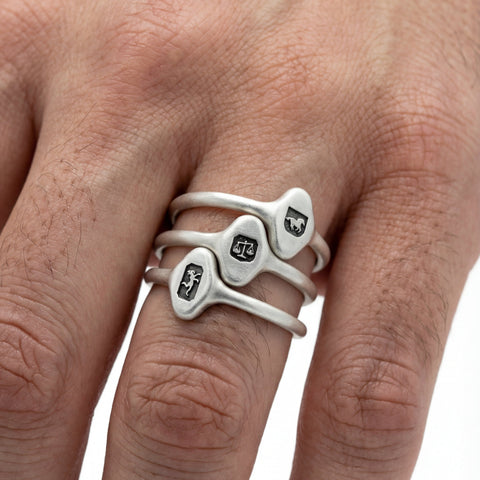 HALLMARK signet ring in matt 925 Sterling Silver with visible hallmark stamps by frantic studio
