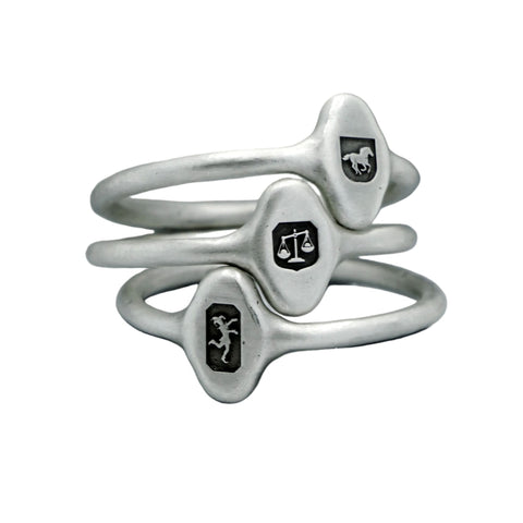 HALLMARK signet ring in matt 925 sterling silver, further product view