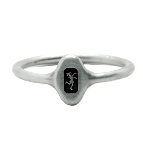 HALLMARK signet ring in matt 925 sterling silver with the DANCING JESTER hallmark motif