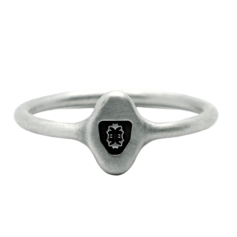 HALLMARK signet ring in matt 925 sterling silver with the FLOWER hallmark motif