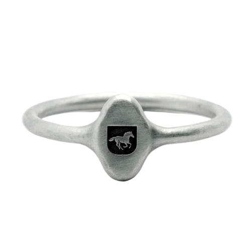 HALLMARK signet ring in matt 925 sterling silver with the HORSE hallmark motif