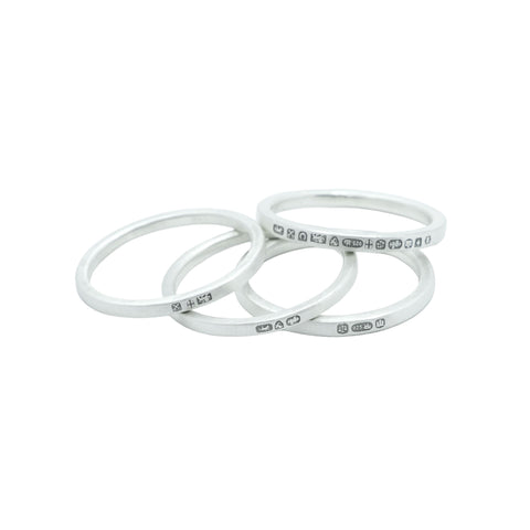 HALLMARK stackable ring bundle in matt 925 sterling silver, further product view