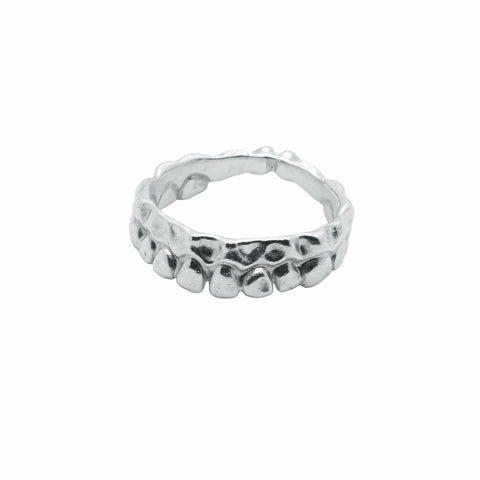 Hand-finished polished solid 925 Sterling Silver single tooth ring model RICTŪS by frantic studio