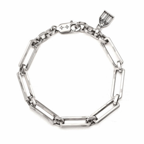 Precision-engineered 925 Sterling Silver industrial bracelet model TEMPEST featuring highly detailed mechanical links and a sharp structural finish by frantic studio
