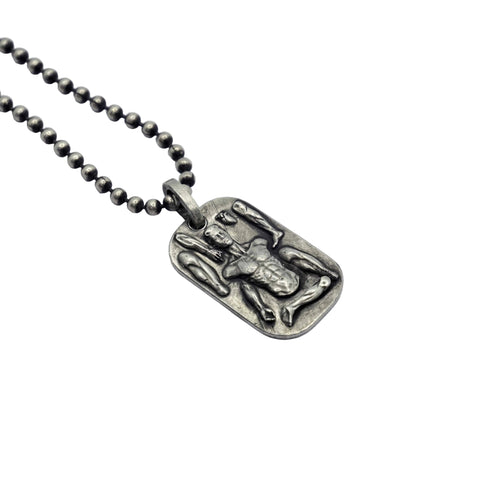 TORN oxidized 925 sterling silver pendant necklace on a ball chain, further product view