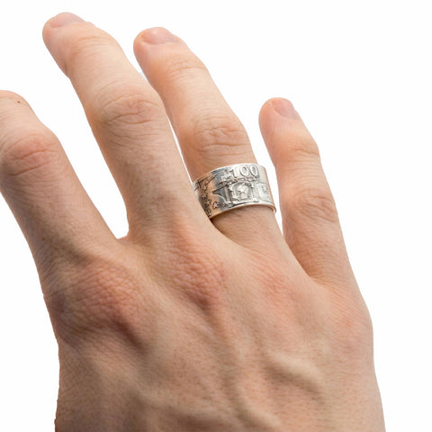 100 EURO BILL Ring – Oxidized 925 Sterling Silver – The Hundredth Hunger FRANTIC STUDIO 