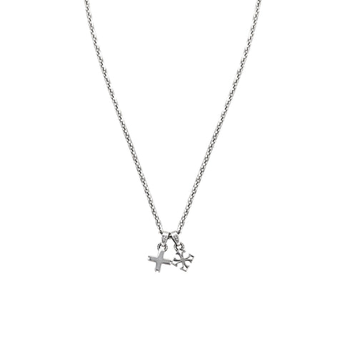 Highly detailed 925 Sterling Silver necklace model CHRUCIS featuring a clean minimalist cross pendant with a polished aesthetic finish and refined craftsmanship by frantic studio