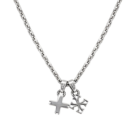 Highly detailed 925 Sterling Silver necklace model CHRUCIS featuring a clean minimalist cross pendant with a polished aesthetic finish and refined craftsmanship by frantic studio