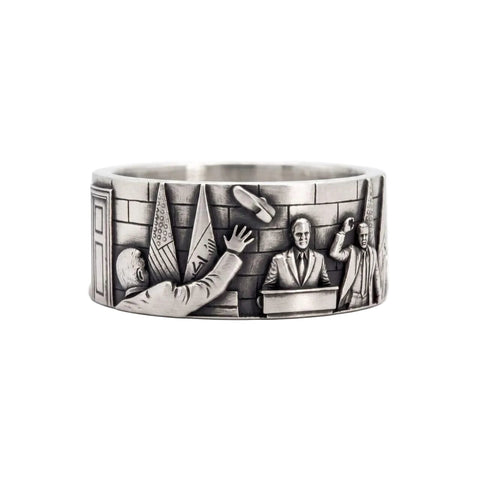 "Farewell Kiss" Ring - Half Width - 925. or Stainless steel GOLD PLATED FRANTIC STUDIO STAINLESS STEEL 50 (US SIZE 5.25) 