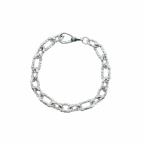 Hand-finished detailed solid 925 Sterling Silver bracelet model FUGAX VITA with an intricate polished design by frantic studio