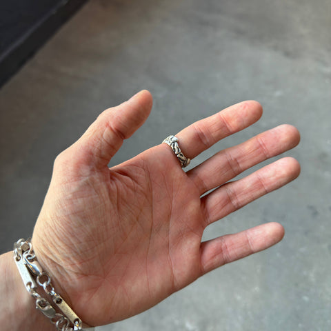 Highly detailed 925 Sterling Silver ring model GRILLZ featuring an oxidized grillz-inspired design and artisanal statement finish by frantic studio