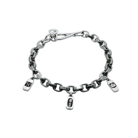 HALLMARK CHARM Bracelet – Matt 925 Sterling Silver FRANTIC STUDIO OXIDIZED DETAILS 