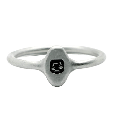 HALLMARK Signet Ring – Matt 925 Sterling Silver jewelry FRANTIC STUDIO SCALE 50 (US SIZE 5.25) 