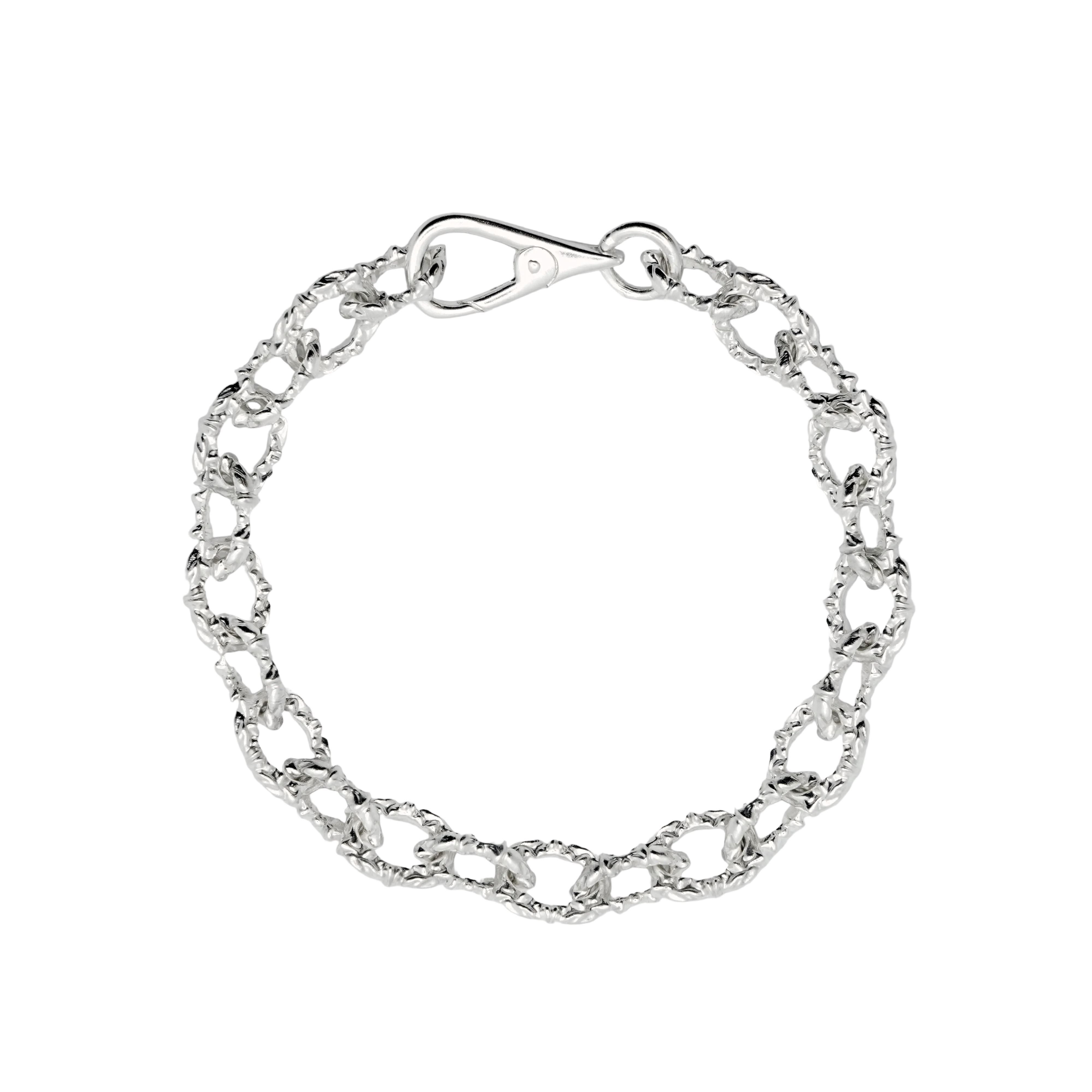 Handmade Polished Silver Staple Bracelet 