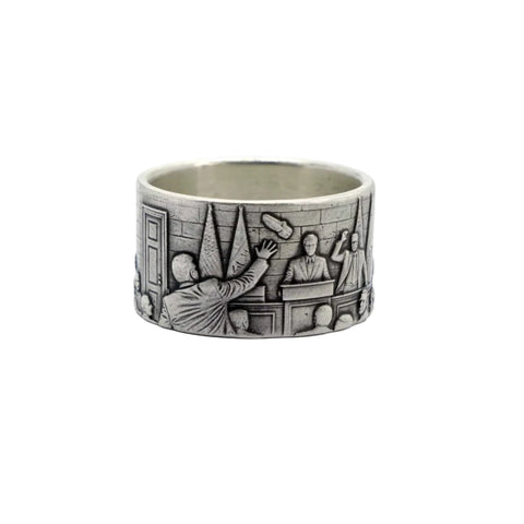 The "Farewell Kiss" Ring - Handcrafted in oxidized 925 sterling silver. - A tribute to the most famous shoe ever thrown at George W. Bush. FRANTIC STUDIO 