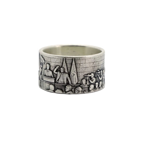 The "Farewell Kiss" Ring - Handcrafted in oxidized 925 sterling silver. - A tribute to the most famous shoe ever thrown at George W. Bush. FRANTIC STUDIO 