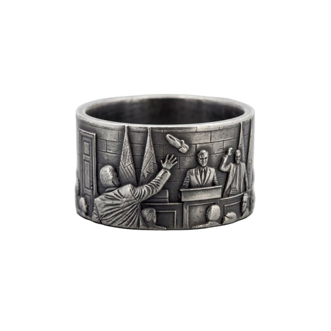 The "Farewell Kiss" Ring -Oxidized 925 Sterling Silver or Stainless Steel FRANTIC STUDIO STAINLESS STEEL PRE-ORDER 50 (US SIZE 5.25) 