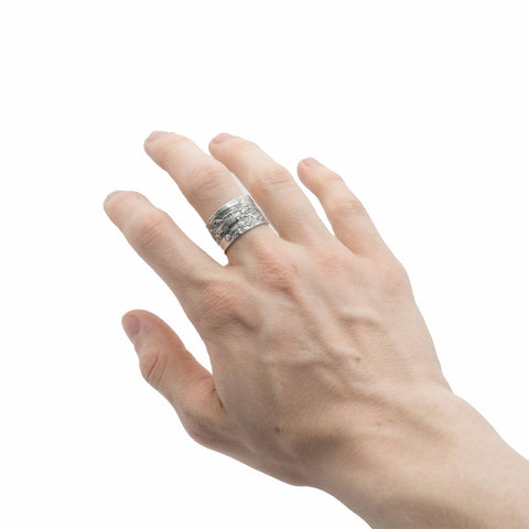 THE SILENT ASCENT Ring - Handcrafted in oxidized 925 sterling silver - A tribute to the gravity of protest and the fire of conviction. FRANTIC STUDIO 