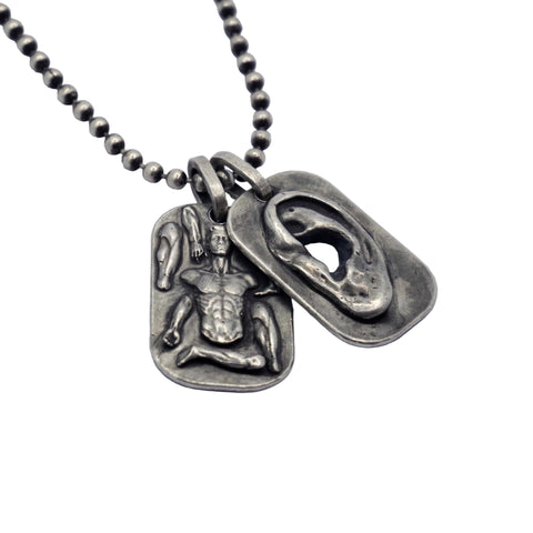 "TORN" Oxidized Pendant Necklace | 925 Sterling Silver jewelry FRANTIC STUDIO BALL CHAIN BOTH 