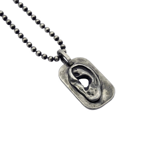 "TORN" Oxidized Pendant Necklace | 925 Sterling Silver jewelry FRANTIC STUDIO BALL CHAIN EAR 